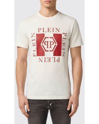 Philipp Plein - Crewneck Cotton T-Shirt With Contrasting Chest Logo - Lyst