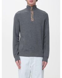 Burberry - Wool Knit Sweater With Check Details - Lyst