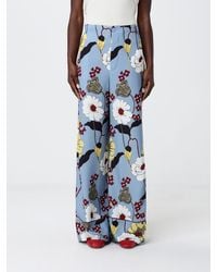 Marni - Floral Print Viscose Palazzo Trousers - Lyst