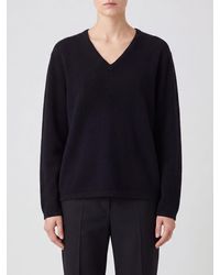 The Row - Relaxed Fit V-Neck Cashmere Jumper With Dropped Shoulders - Lyst