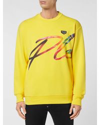 Philipp Plein - Sudadera De Cuello Redondo De Jersey De Algodón Con Logo Estampado En Contraste - Lyst