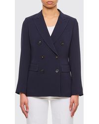 Alberto Biani - Slim Fit Double-Breasted Cady Blazer With Classic Lapels - Lyst