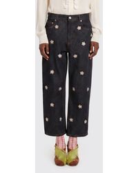 Marni - Jeans De Denim Con Bordados Florales - Lyst