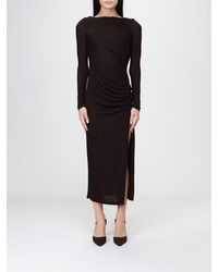 Hanita - Draped Lurex Jersey Midi Sheath Dress With Side Slit - Lyst