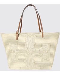 Tory Burch - Ella Crochet Raffia Tote Bag With Embroidered Double T Logo - Lyst