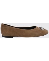 Tory Burch - Charlie Suede Ballet Flats With A Round Toe And Double T Logo - Lyst