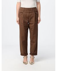 Brunello Cucinelli - Cropped Wide-Leg Cotton Trousers - Lyst