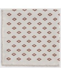 Brunello Cucinelli - Silk Pocket Square With Diamond And Check Pattern - Lyst