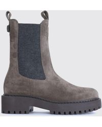 Brunello Cucinelli - Suede Leather Ankle Boots - Lyst