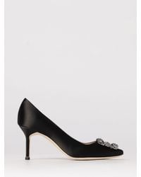 Manolo Blahnik - Hangisi Satin Pumps With Jewel Buckle - Lyst