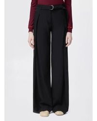 Loewe - Wool Wide Leg Trousers - Lyst