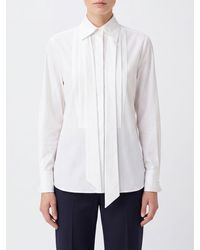 Semicouture - Slim Fit Cotton Shirt With A Pussy-Bow Collar And Concealed Closure - Lyst