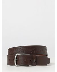 Emporio Armani - Bovine Leather Belt With Embossed Logo And Pin Buckle - Lyst