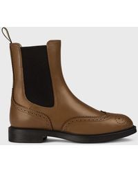 Doucal's - Leather Ankle Boots With Brogue Detail - Lyst