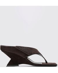 The Attico - Cheope Suede Thong Mules With A Sculptural Wedge Heel - Lyst
