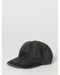 DIESEL - Distressed Denim Baseball Cap With Embroidered Oval D Logo - Lyst