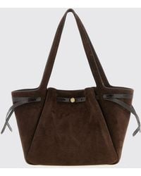 Tory Burch - Romy Leather And Suede Shoulder Bag With Double T Logo - Lyst