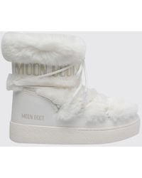 Moon Boot - Ltrack Low Faux Fur Snow Boots With Logo Print - Lyst