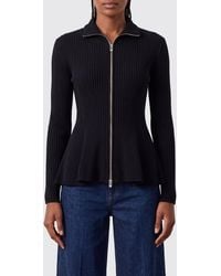 Alaïa - Woll-Cardigan Mit Reißverschluss, Stehkragen Und Gerüschtem Schößchensaum - Lyst