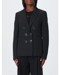 Pinko - Alexia Cropped Double-Breasted Crêpe Blazer With Rever Collar - Lyst