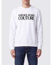Versace Jeans Couture - Bicolour Cotton Crewneck Sweatshirt With Contrast Logo - Lyst