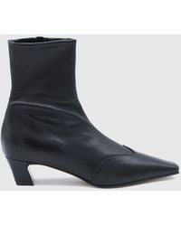 KHAITE - Nevada Square-Toe Leather Ankle Boots With Low Heel - Lyst