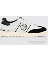 Philipp Plein - Retro Hustle Leather Sneakers With Hexagon Logo - Lyst