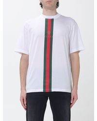 Gucci - Striped Cotton T-Shirt With Web Detail And Dropped Shoulders - Lyst