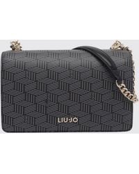 Liu Jo - Crossbody Bag With Geometric Print And Metal Mesh Shoulder Strap - Lyst