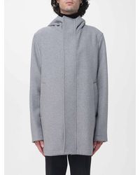 Manuel Ritz - Single-Breasted Wool Coat With Hood And Concealed Fastening - Lyst