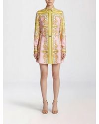 Versace - Baroque Print Silk Chemisier Dress - Lyst