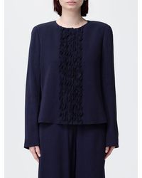 Emporio Armani - Crêpe Jacket With Ruffles - Lyst