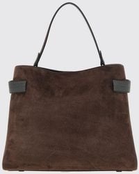 Brunello Cucinelli - Suede Calfskin Leather Tote With Monili Decoration - Lyst