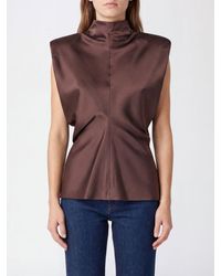 FEDERICA TOSI - Sleeveless Satin Evening Top With High Neck And Ruched Waist - Lyst