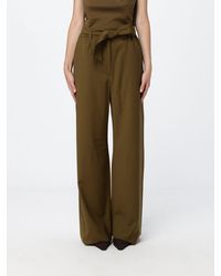 Max Mara - Wide Leg Virgin Wool Trousers With Tie Belt - Lyst