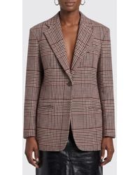 FEDERICA TOSI - Cropped Tartan Wool Blazer With Peak Lapels - Lyst