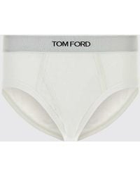 Tom Ford - Stretch Cotton Briefs With Logo Waistband - Lyst