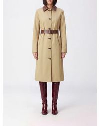 Jacob Cohen - Reversible Long Gabardine Trench Coat With Leather Collar - Lyst