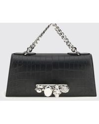 McQueen - Jewelled Croc Print Leather Bag - Lyst