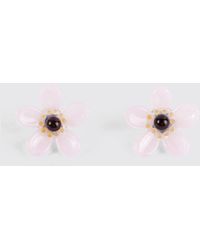 Alaïa - Bloom Flower-Shaped Glass And Brass Stud Earrings - Lyst