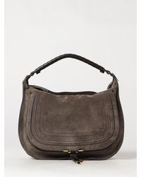 Chloé - Chlo&Eacute Marcie Suede Shoulder Bag With Woven Handle - Lyst