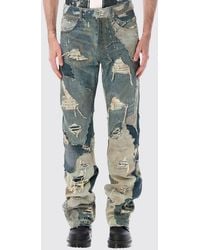 Who Decides War - Straight Fit Mid-Rise Distressed Jeans With Patches - Lyst