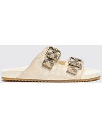 Burberry - Embossed Check Suede Sandal - Lyst