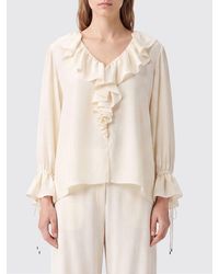 Chloé - Chlo&Eacute Long-Sleeved Silk Shirt With Ruffles And V-Neck - Lyst