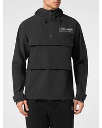 Philipp Plein - Nylon Anorak Windbreaker With Hood And Flap Pocket - Lyst