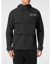 Philipp Plein - Nylon Anorak Windbreaker With Hood And Flap Pocket - Lyst