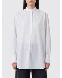 TOTEME - Organic Cotton Shirt With Mandarin Collar And Curved Hem - Lyst