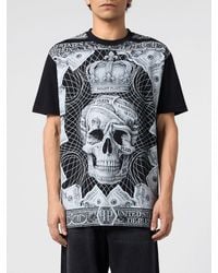 Philipp Plein - Crew-Neck Cotton T-Shirt With Front Skull Graphic Print - Lyst