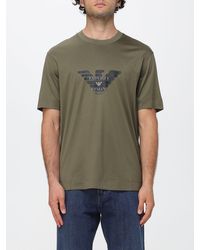 Emporio Armani - Lyocell And Cotton Blend T-Shirt With Eagle Logo - Lyst