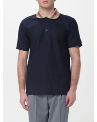 Burberry - Cotton Polo Shirt With Check Collar - Lyst
